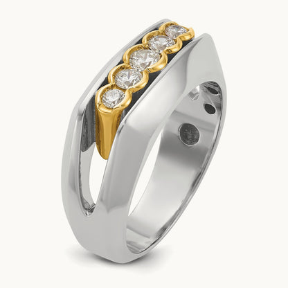 14ktt IBGoodman Men's Polished Graduated 5-Stone Diamond Ring