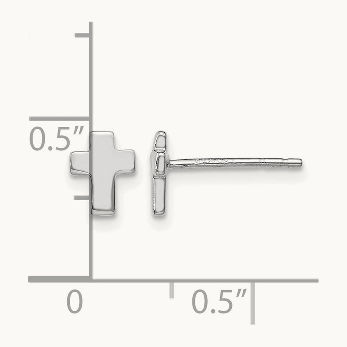 Polished Cross Post Earrings — 14K White Gold