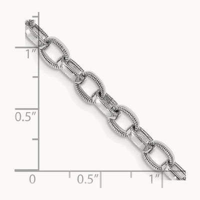 Hand Polished w/Ridged Edges Link Bracelet, 5mm, 14K White Gold