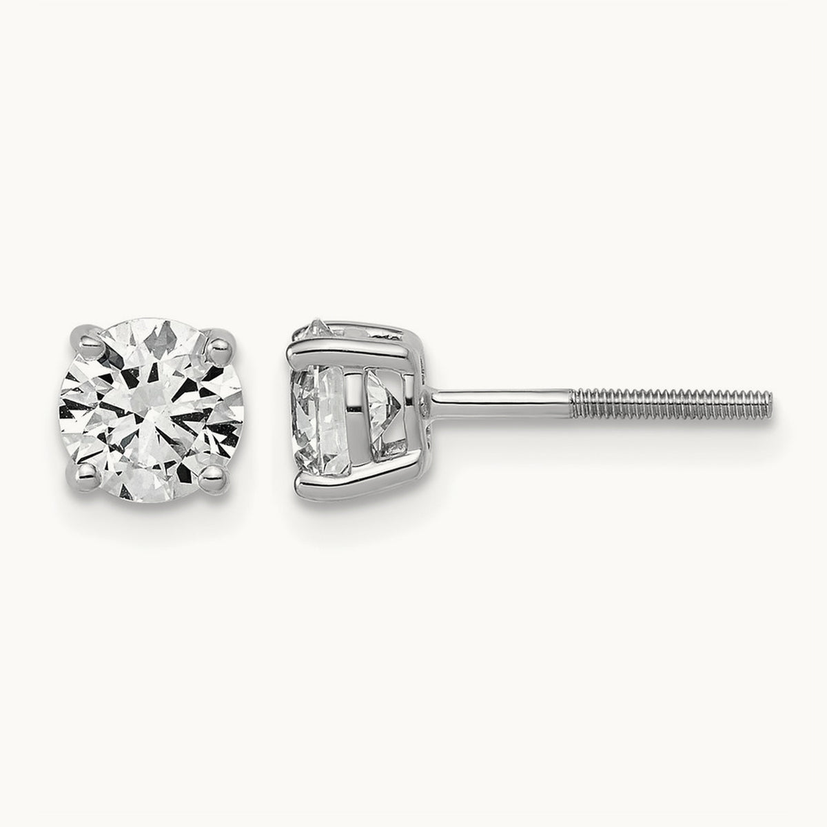 Lightweight Screwback Earrings, 0.25-4.00 ct tw Lab-Grown Diamond — 1 1/2 ct, 14K White Gold