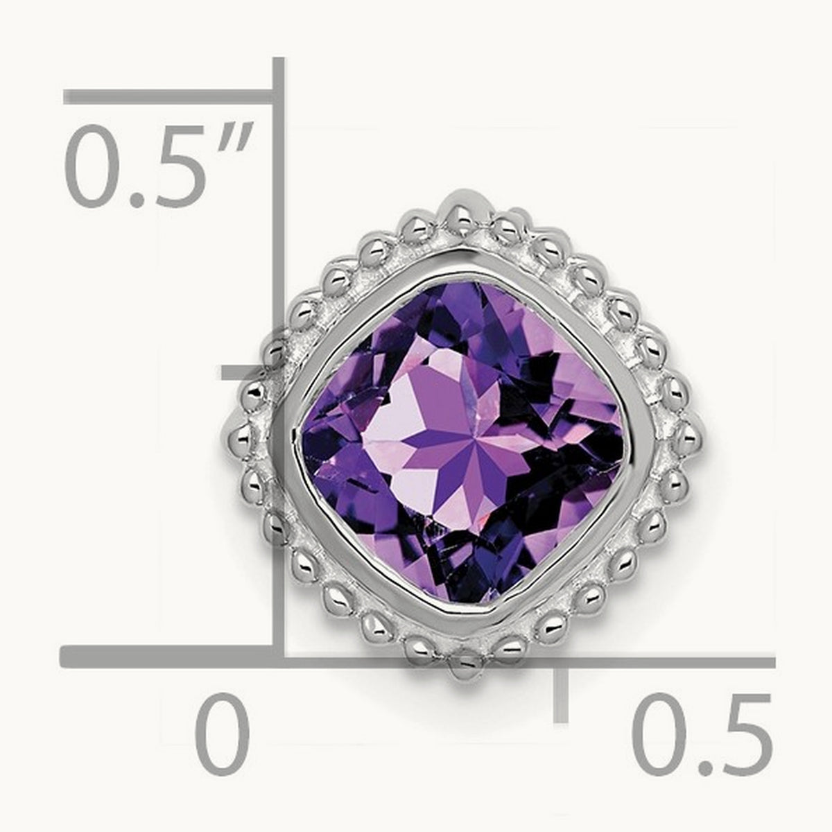 Cushion Amethyst Chain Slide, 14K White Gold