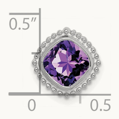 Cushion Amethyst Chain Slide, 14K White Gold