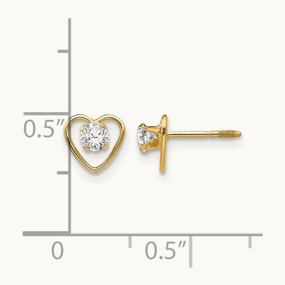 Madi K Genuine White Topaz Birthstone Heart Earrings, 3mm, 14K