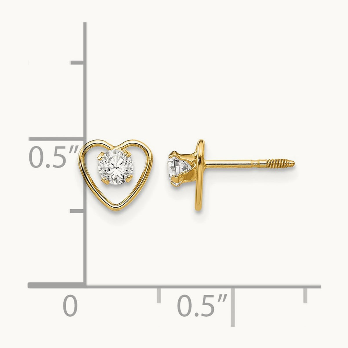 Madi K Genuine White Topaz Birthstone Heart Earrings, 3mm, 14K