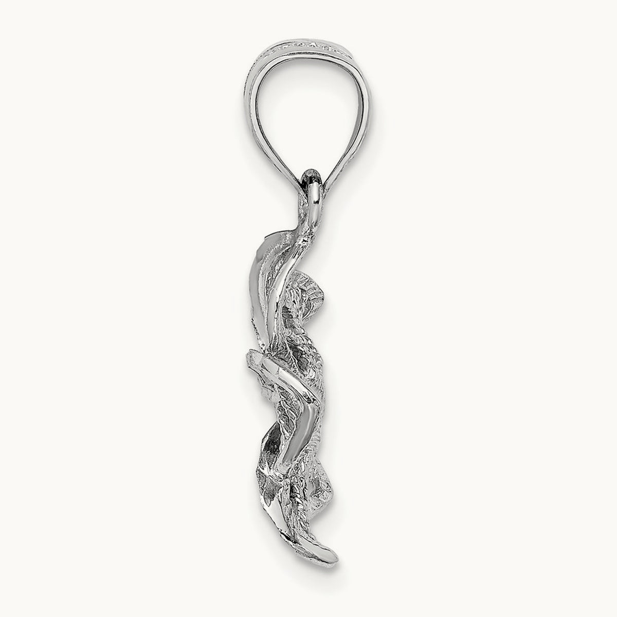 Beaded and Polished Plumeria Flower Charm — 14K White Gold