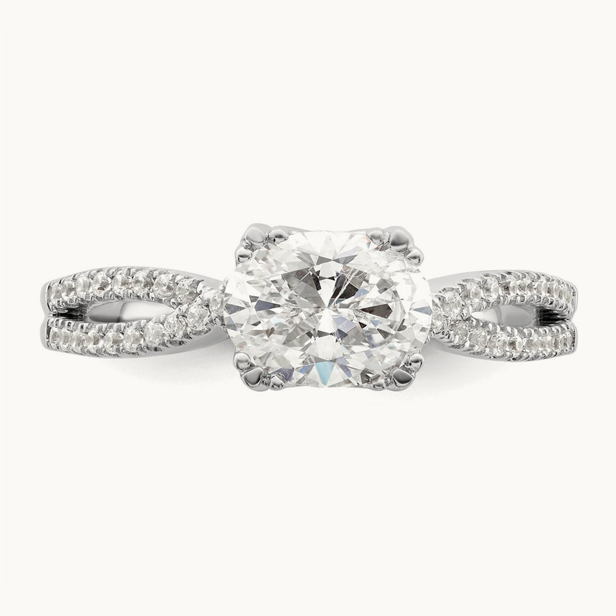 Criss-Cross 1ct Oval Semi-Mount Eng Dia Ring, 14K White Gold