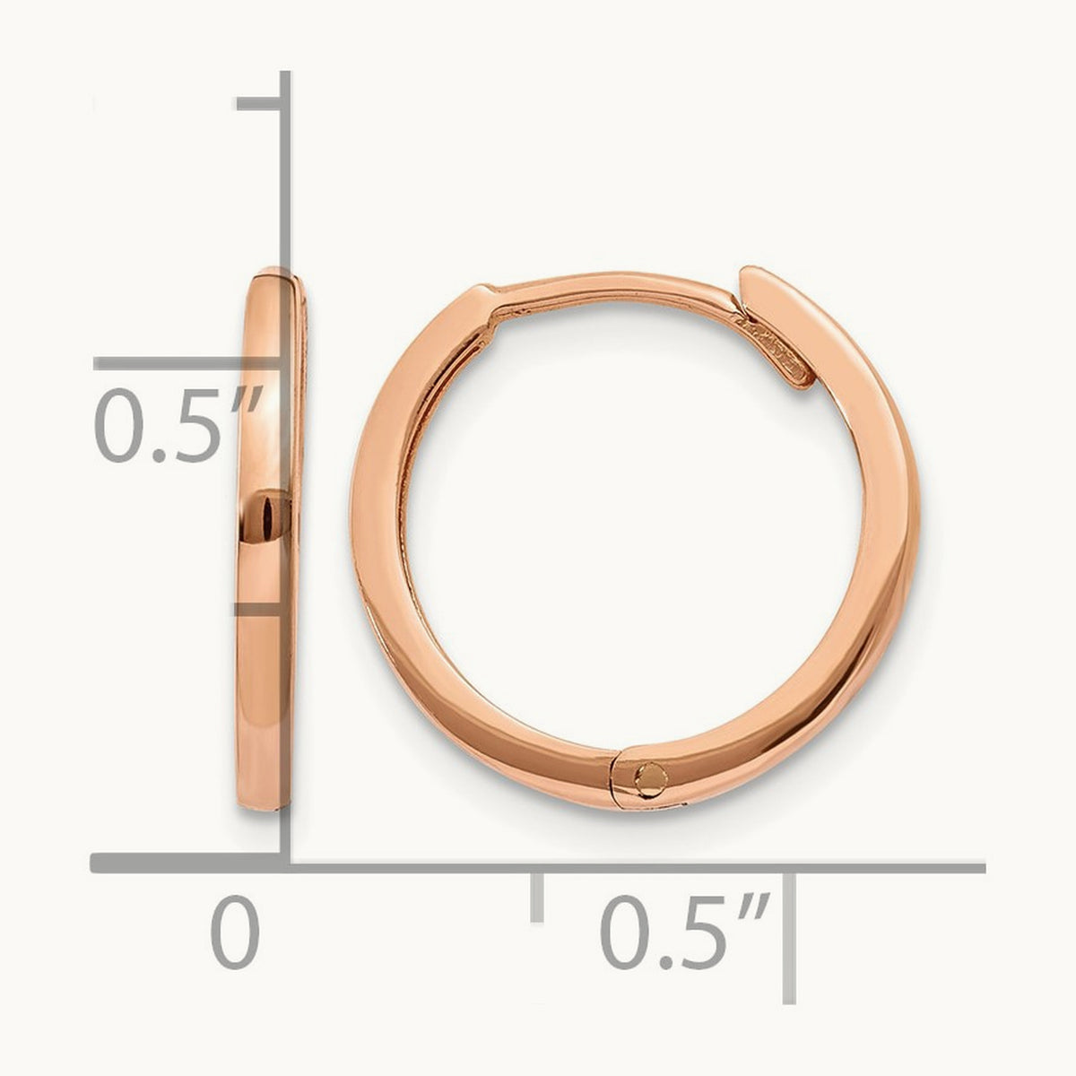 Round Hinged Hoop Earrings, 14K Rose Gold