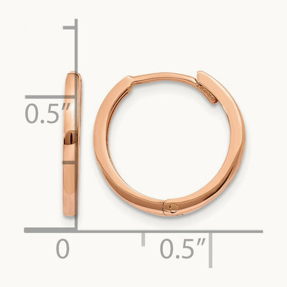 Round Hinged Hoop Earrings, 14K Rose Gold