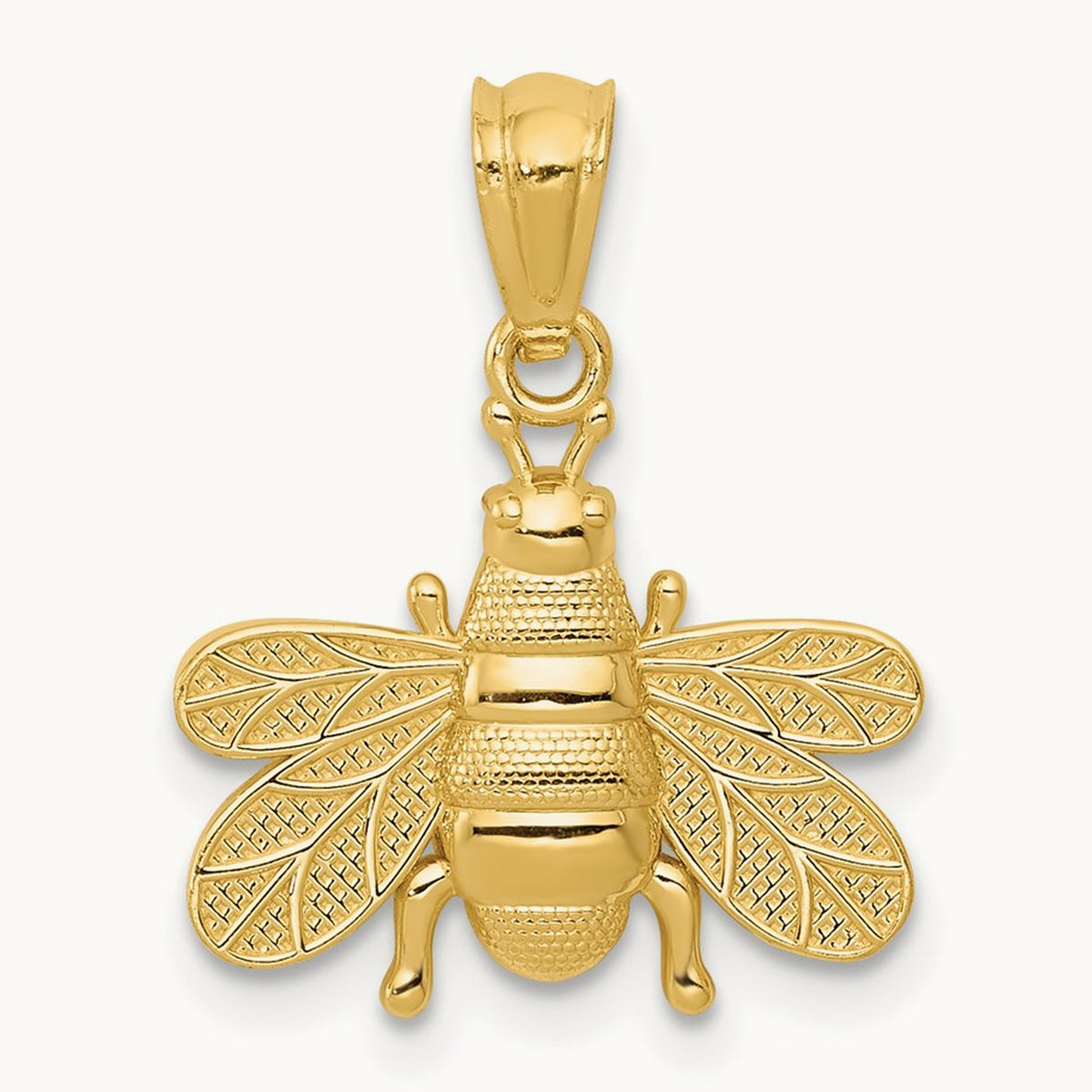 Polished Bee Pendant — 14K Yellow Gold, 19mm