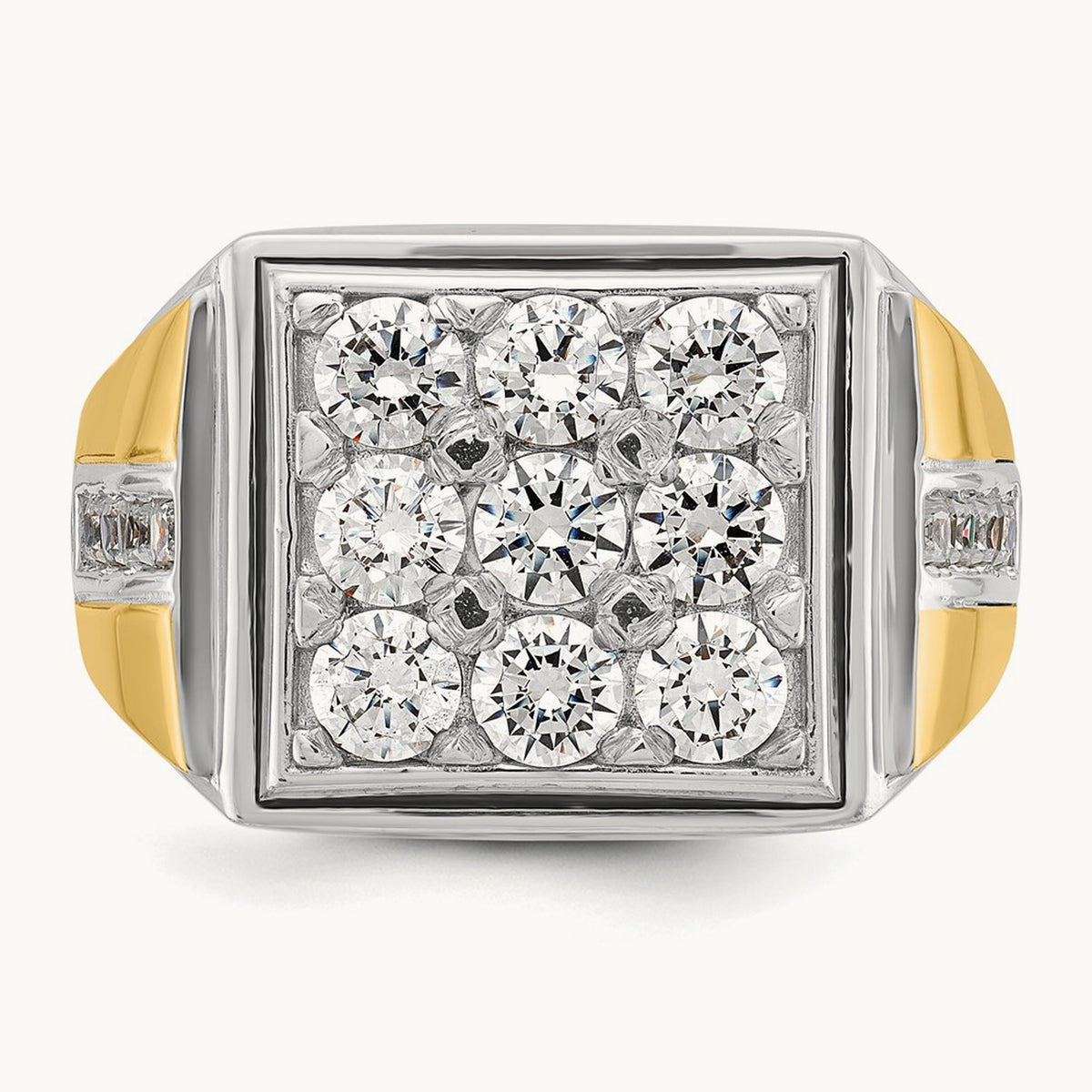 IBGoodman Men's Polished Diamond Square Cluster Ring, 14K Two-tone