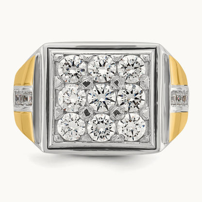 IBGoodman Men's Polished Diamond Square Cluster Ring, 14K Two-tone