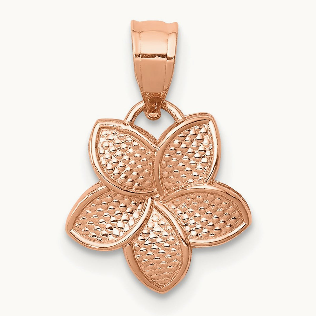 Polished Mini Plumeria Pendant — 14K Rose Gold