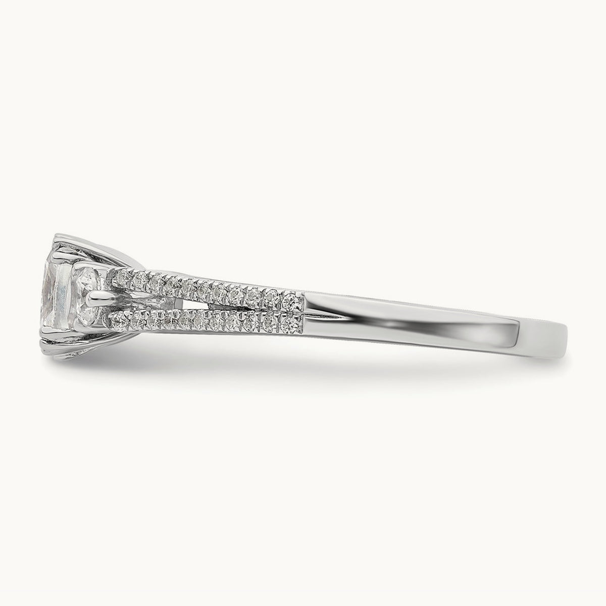 3 Stone Cushion Semi-Mount Engagement Ring — 3/4 ct, 7