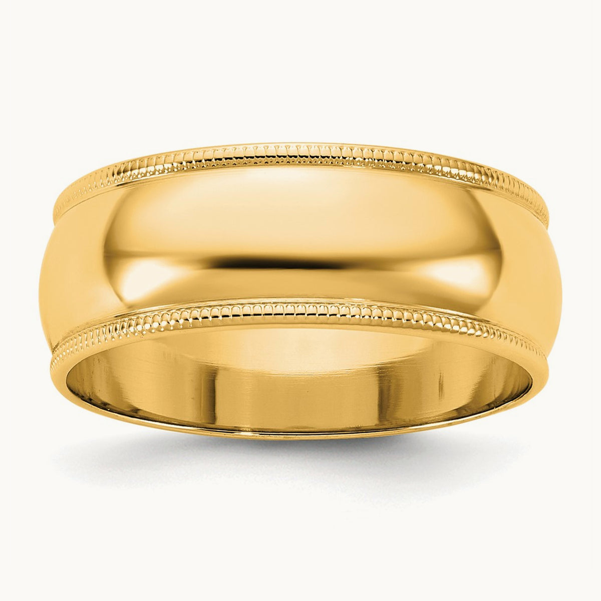 Milgrain Half Round Band, 7mm, 10K Yellow Gold
