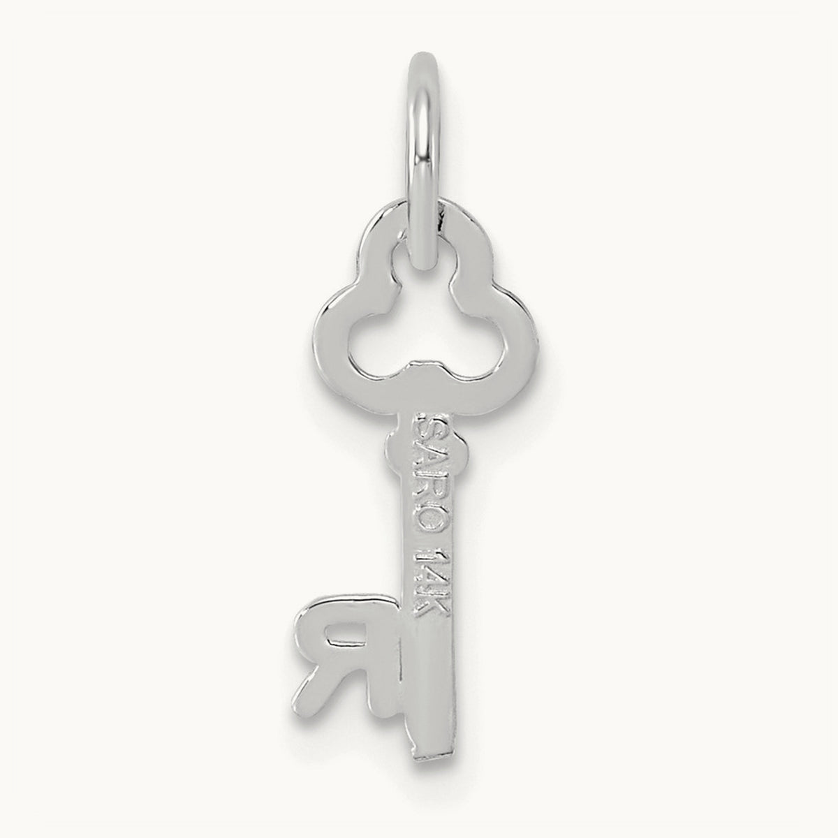Key Initial Charm — 14K White Gold, R