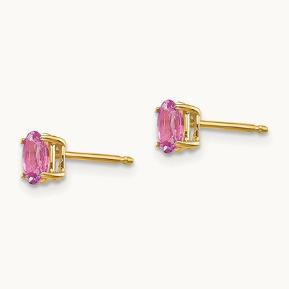 Sapphire Post Earrings, 14K Pink