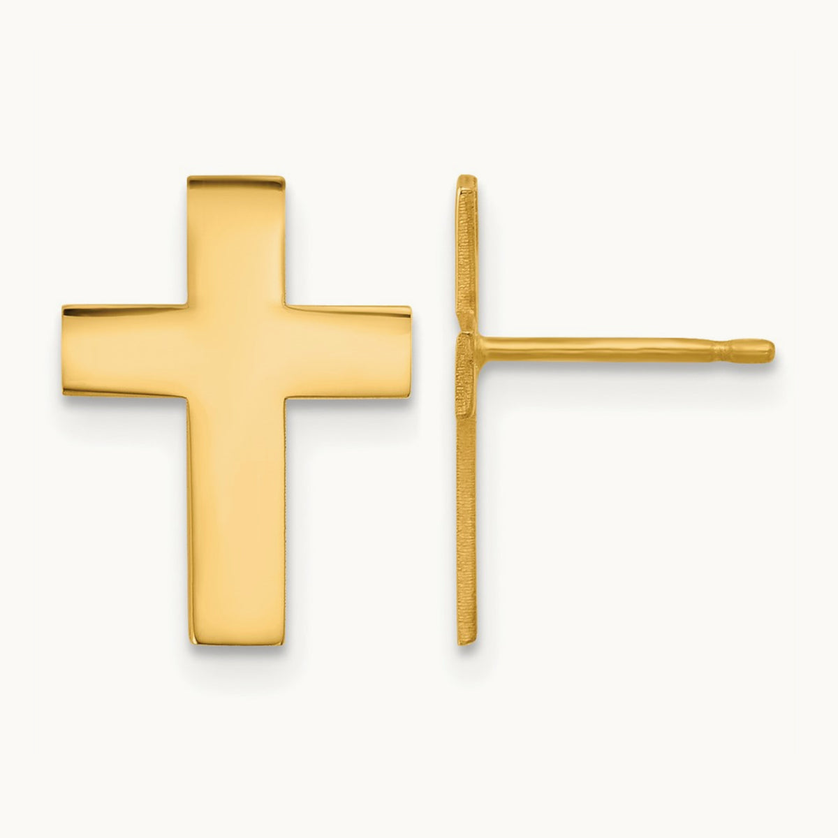 Polished Cross Earrings — 14.5mm