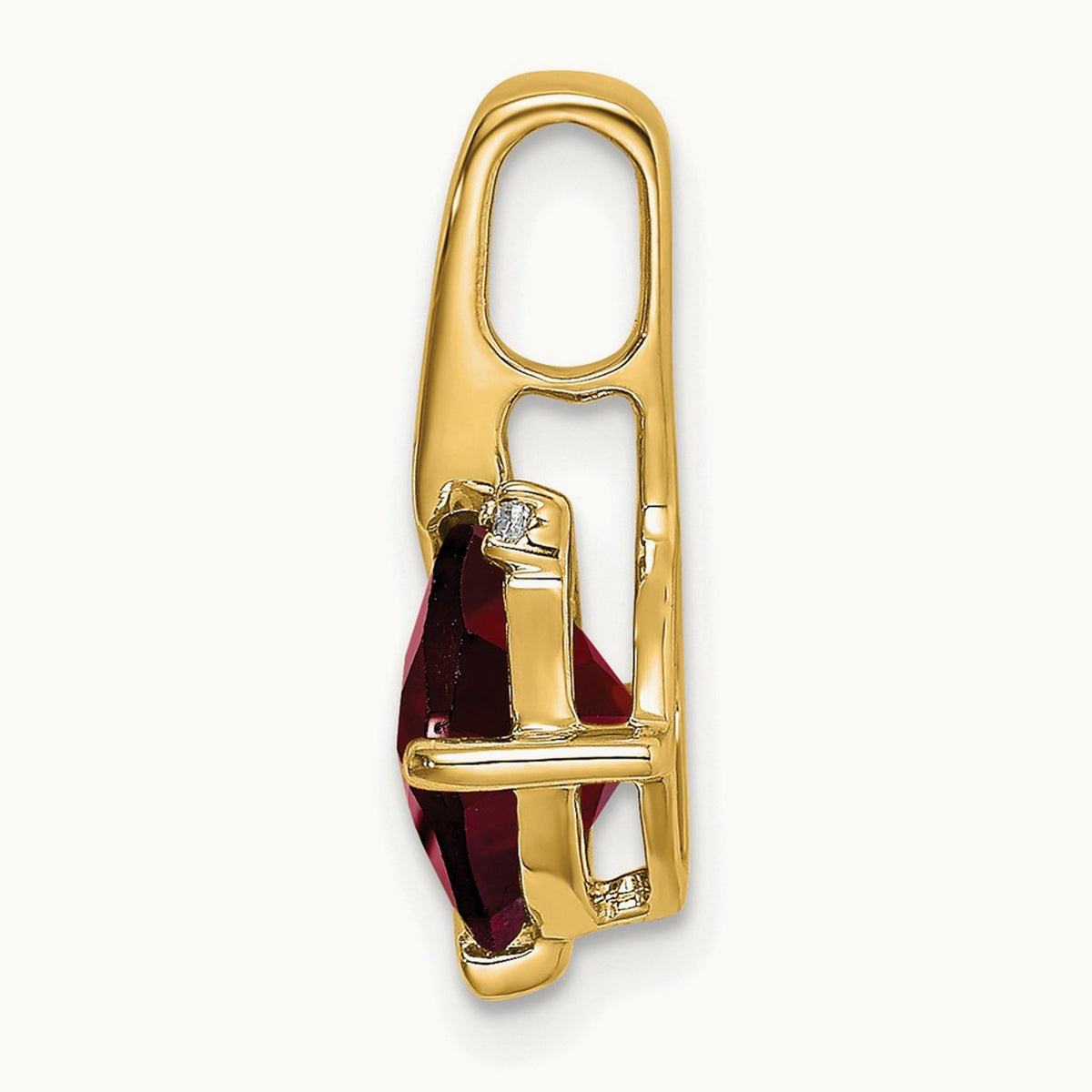 Cushion Garnet and Diamond Pendant — 14K Yellow Gold