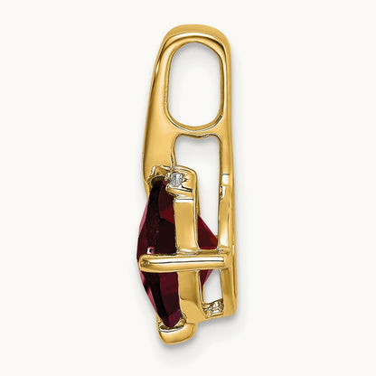 Cushion Garnet and Diamond Pendant — 14K Yellow Gold