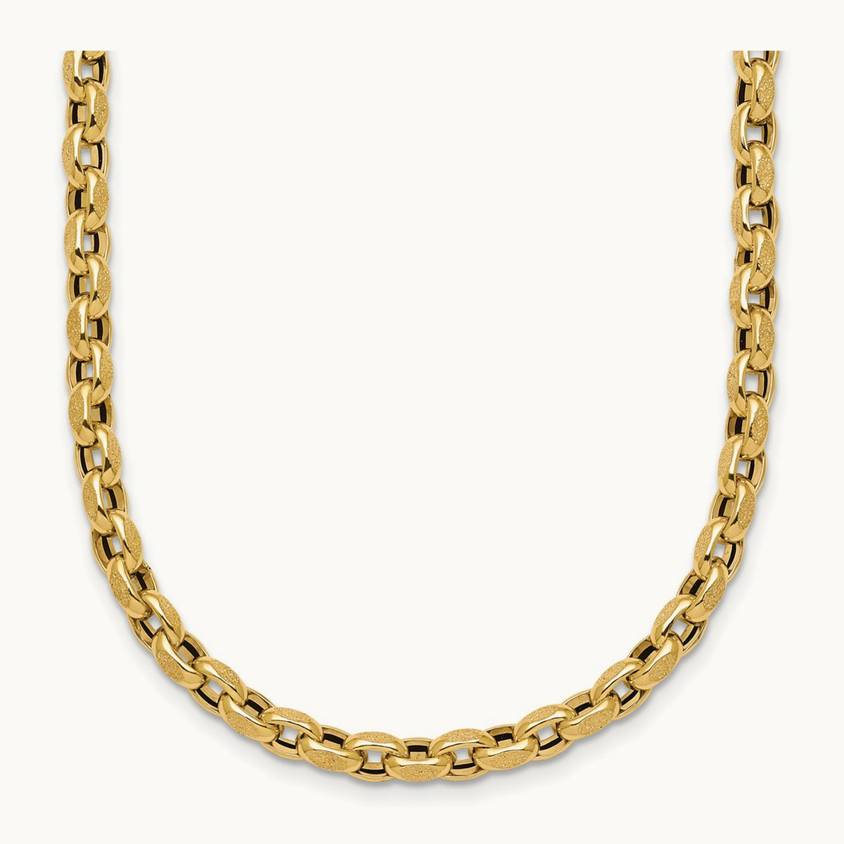 Polished 17.25in Fancy Textured Open Link Necklace, 14K