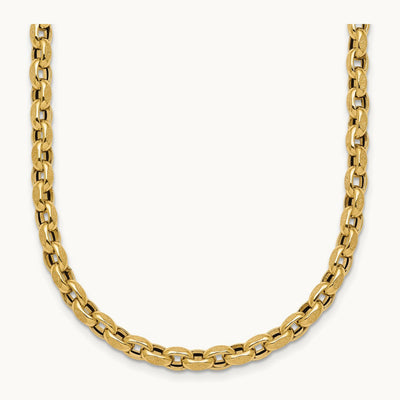 Polished 17.25in Fancy Textured Open Link Necklace, 14K