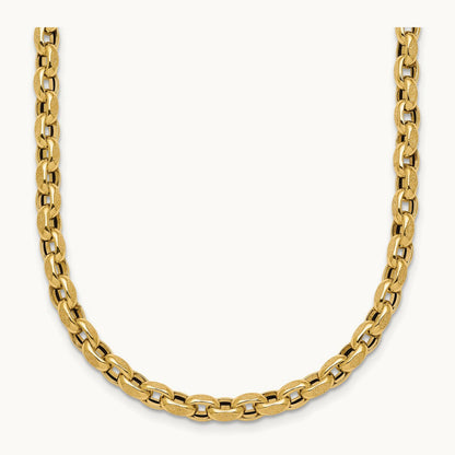 Polished 17.25in Fancy Textured Open Link Necklace, 14K