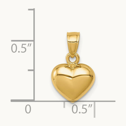Polished One-sided Heart Pendant, 14K