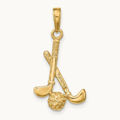 3-D Clubs and Ball Pendant, 14K