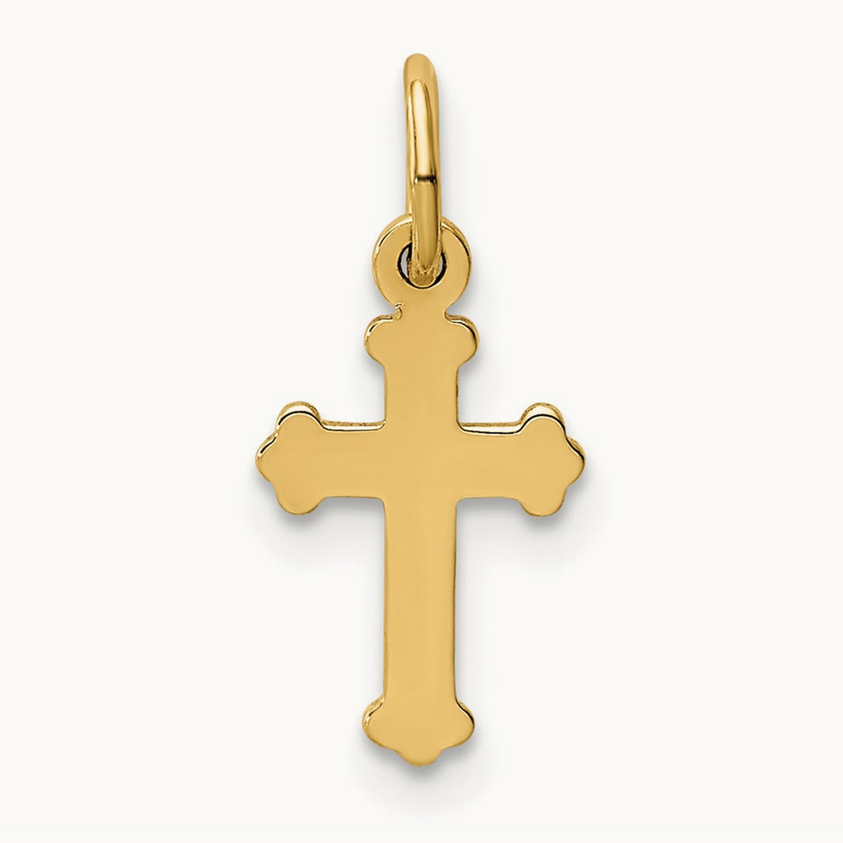Mini Polished Cross Charm — 14K Yellow Gold