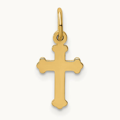Mini Polished Cross Charm — 14K Yellow Gold