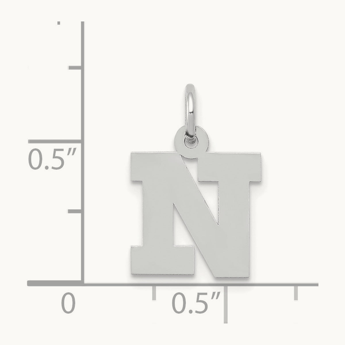 Small Block Initial Charm — 14K White Gold, N