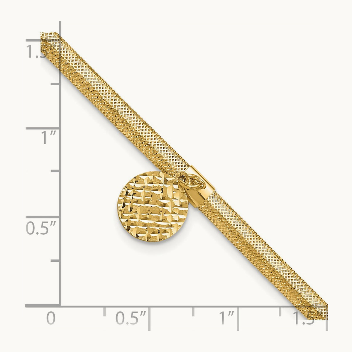 Polished Stretch/Mesh Diamond-cut Disc Bracelet, 14K — Leslie's