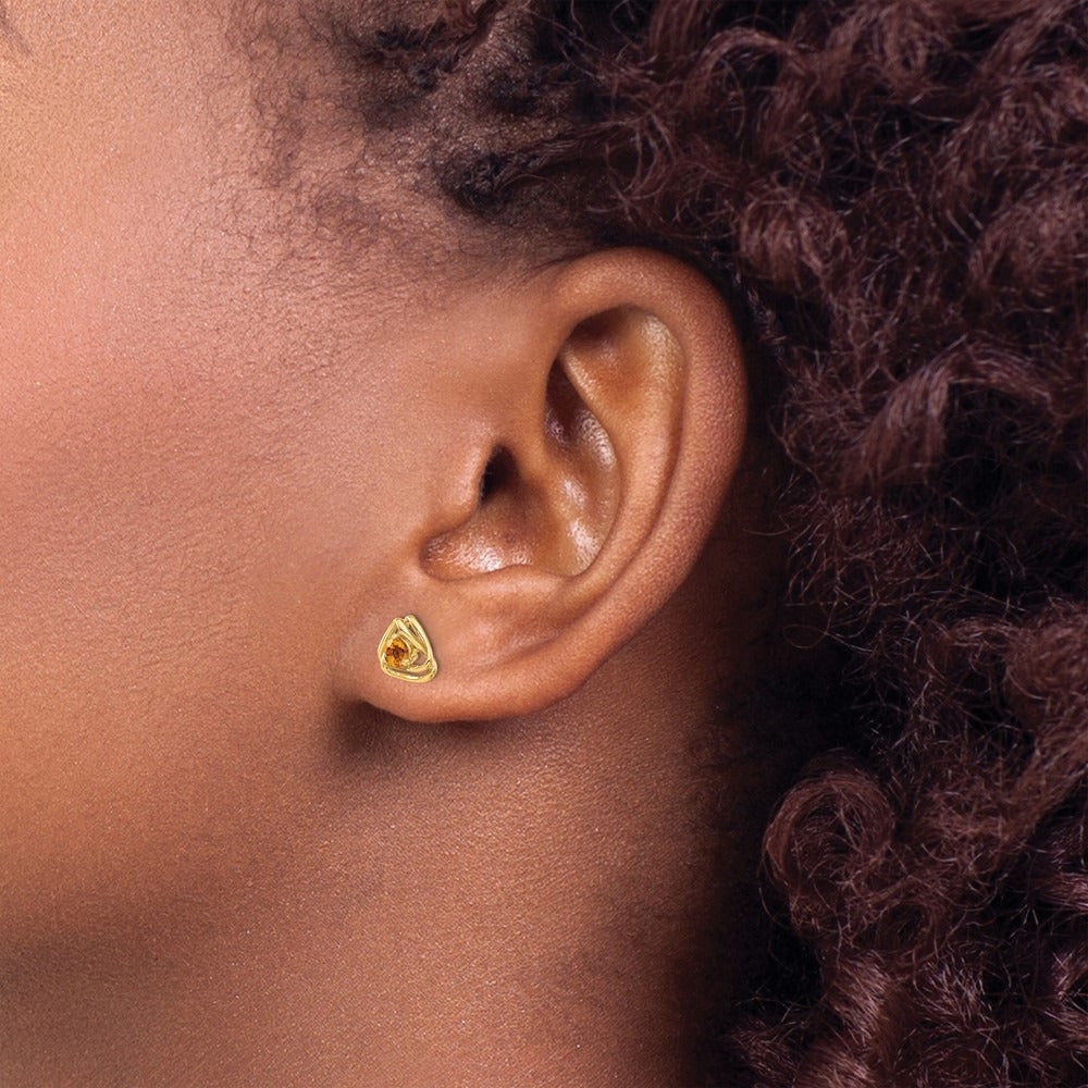 Citrine Post Earrings — 14K Yellow Gold