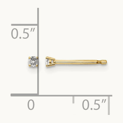 Round Diamond Stud Earrings — 14K Yellow Gold, 0.05 ct tw, I1 J-K · push back