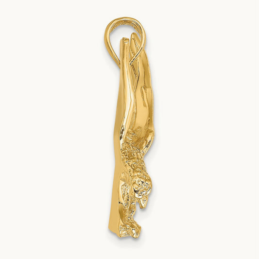 Eagle Landing w/Wings Up Charm, 14K