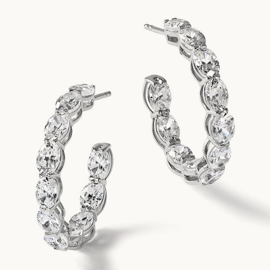 Oval in/Out Hoop Earrings, 5.50 ct tw Lab-Grown Diamond