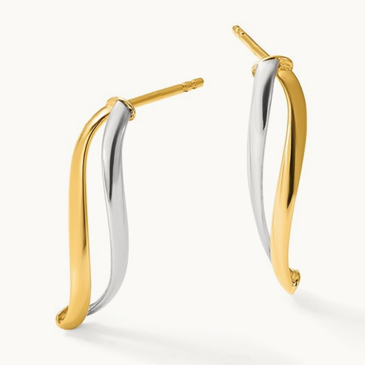 w/ Polished Curve Post Earrings — Leslie's — 14K Two-Tone Gold