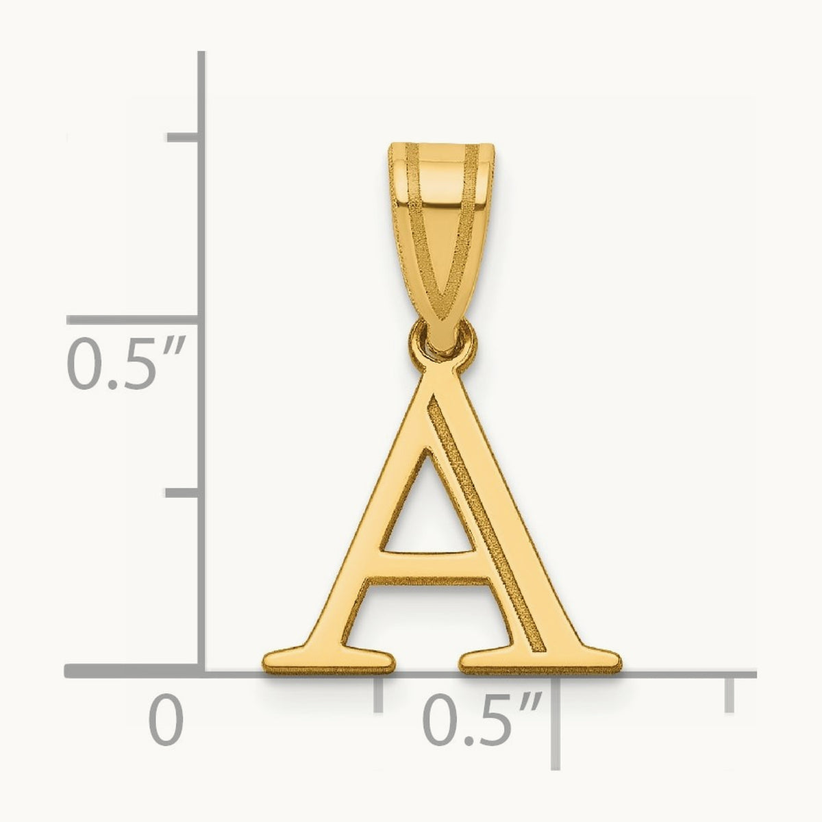 Polished Etched Letter A Initial Pendant, 14K