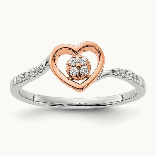 First Promise Heart Cluster Complete Dia. Promise/Engage, 14K White with Rose