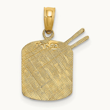 Polished Drum and Sticks Charm, 14K
