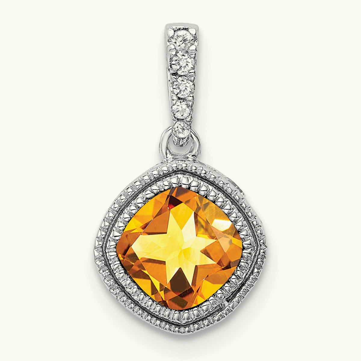Cushion Citrine and Diamond Pendant — photo set
