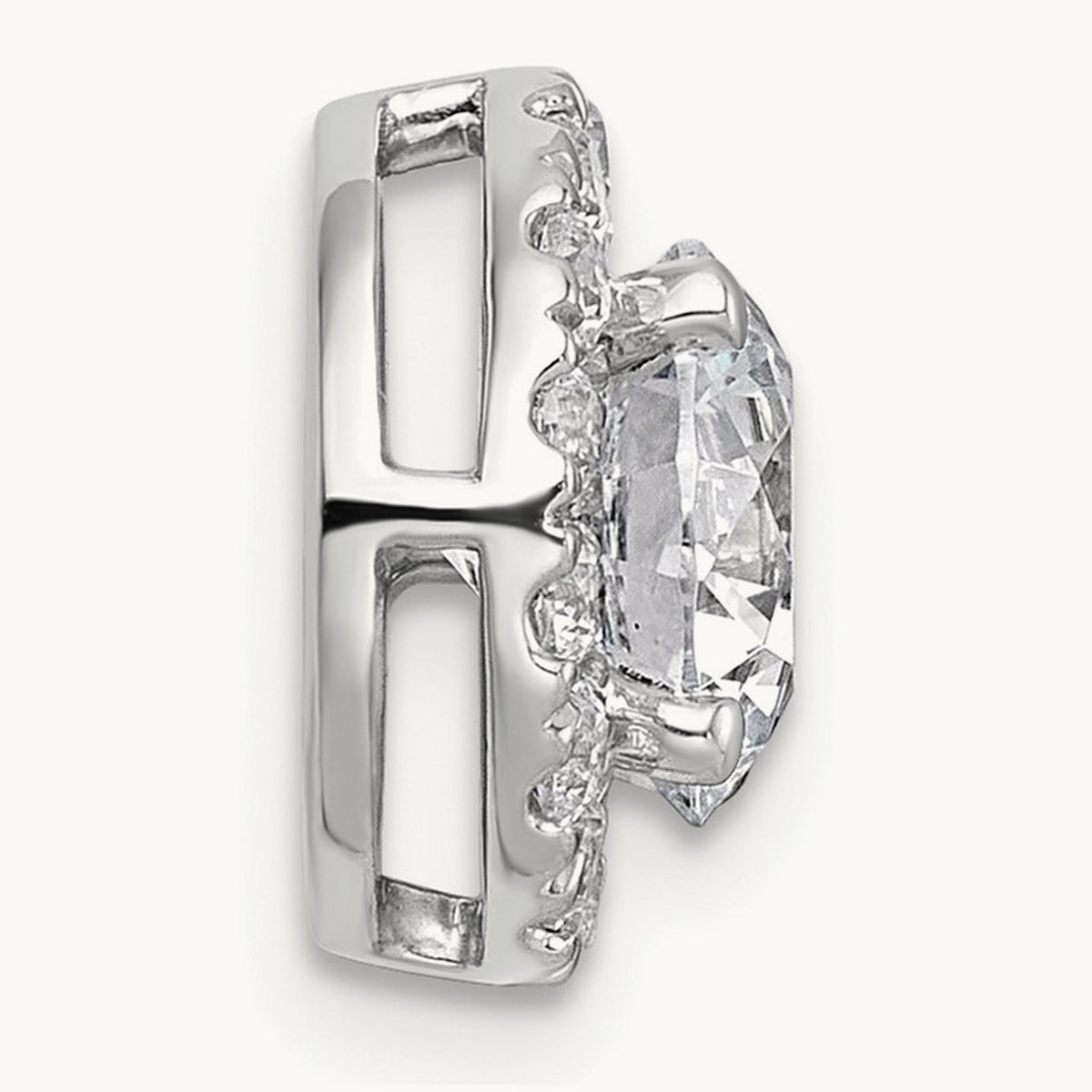 Round Halo Chain Slide Pendant, 0.25-5.00 ct tw Lab-Grown Diamond — 1 7/8 ct, 14K White Gold
