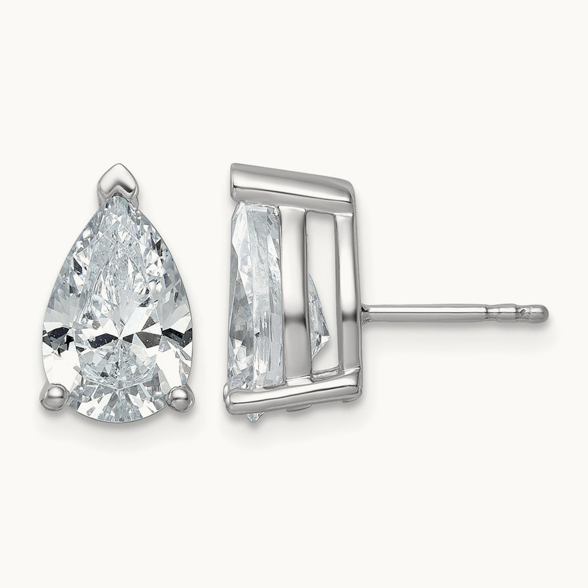 Pear 3 Prong Stud Earrings, 0.50-6.00 ct tw Lab-Grown Diamond — 5 ct, 14K White Gold