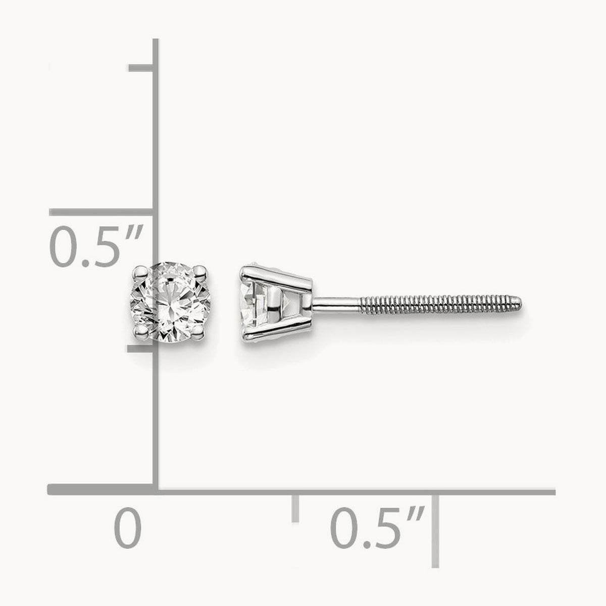 Round Diamond Stud Earrings — 14K White Gold, 0.44 ct tw