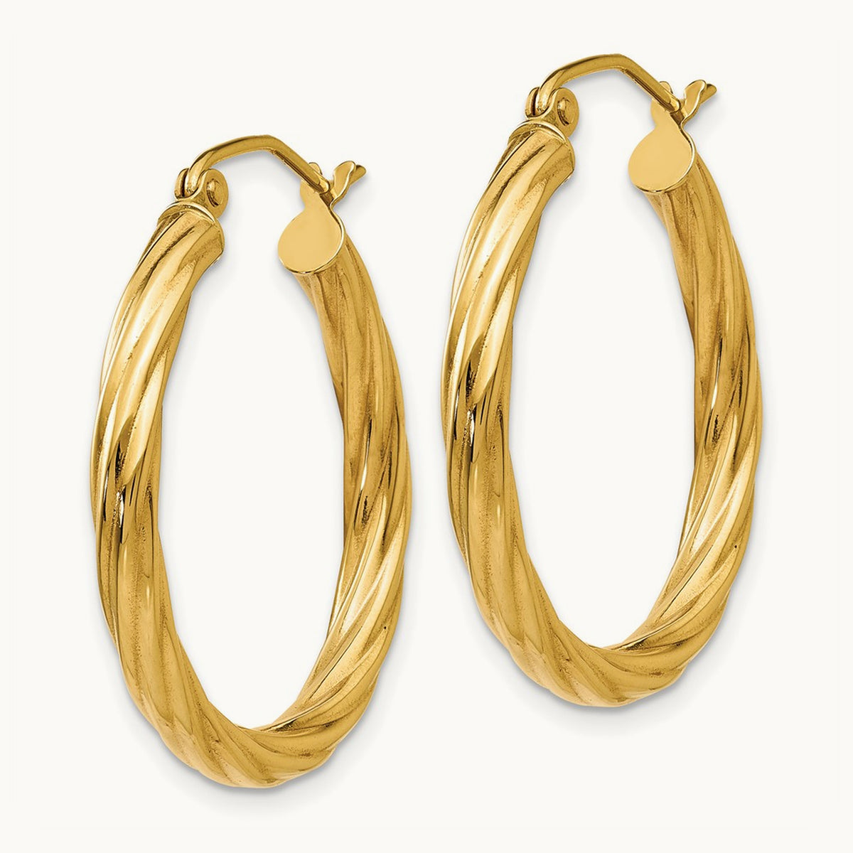 Rope Twist Hoop Earrings — 14K Yellow Gold, 20mm, 3.25mm