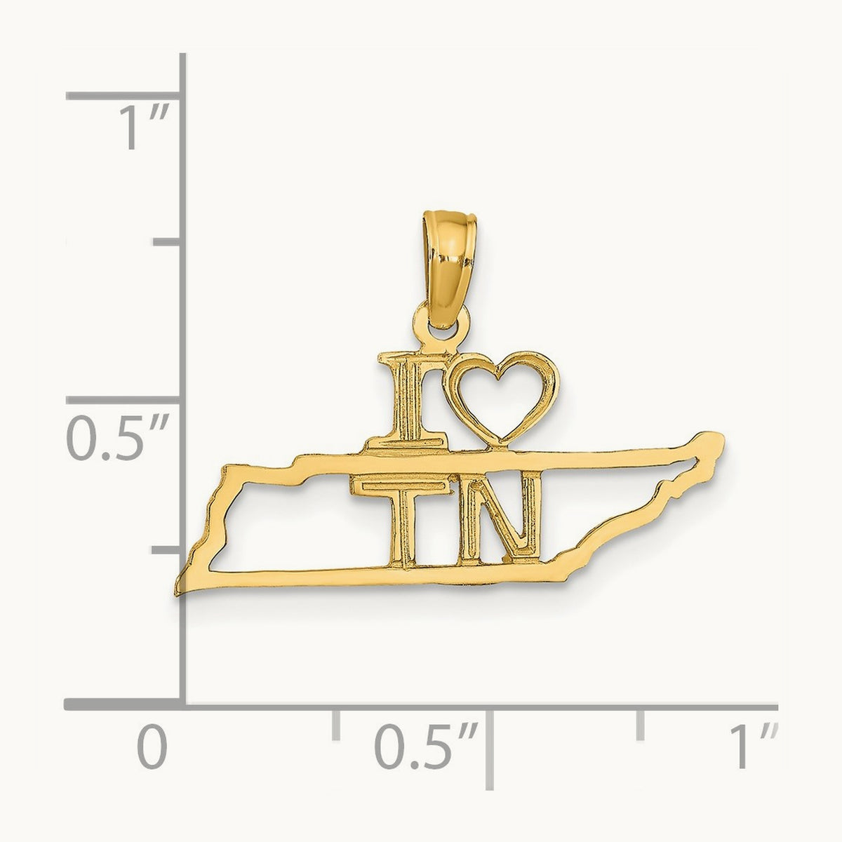 Solid Tennessee State Pendant, 14K