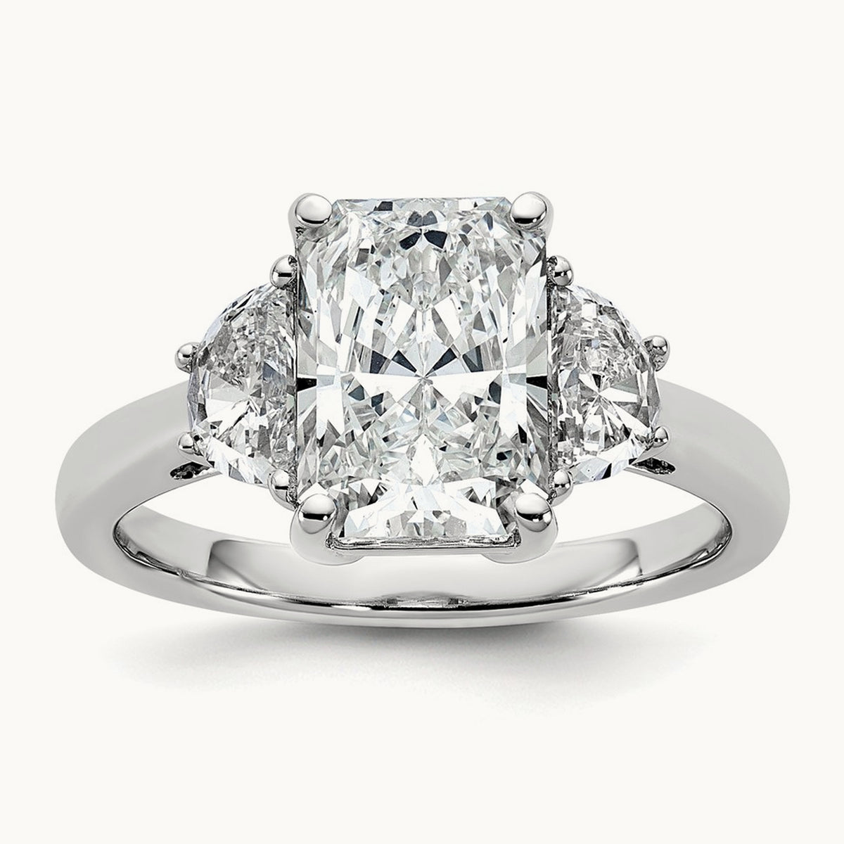 Radiant & 1/2 Moon Engagement Ring, 1.25-4.00 ct tw Lab-Grown Diamond — 3 1/8 ct, 14K White Gold