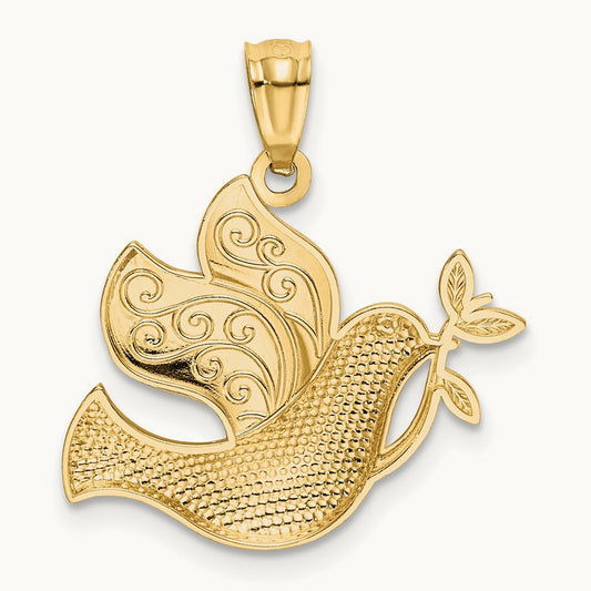 w/Rhodium Peace Dove Pendant, 14K