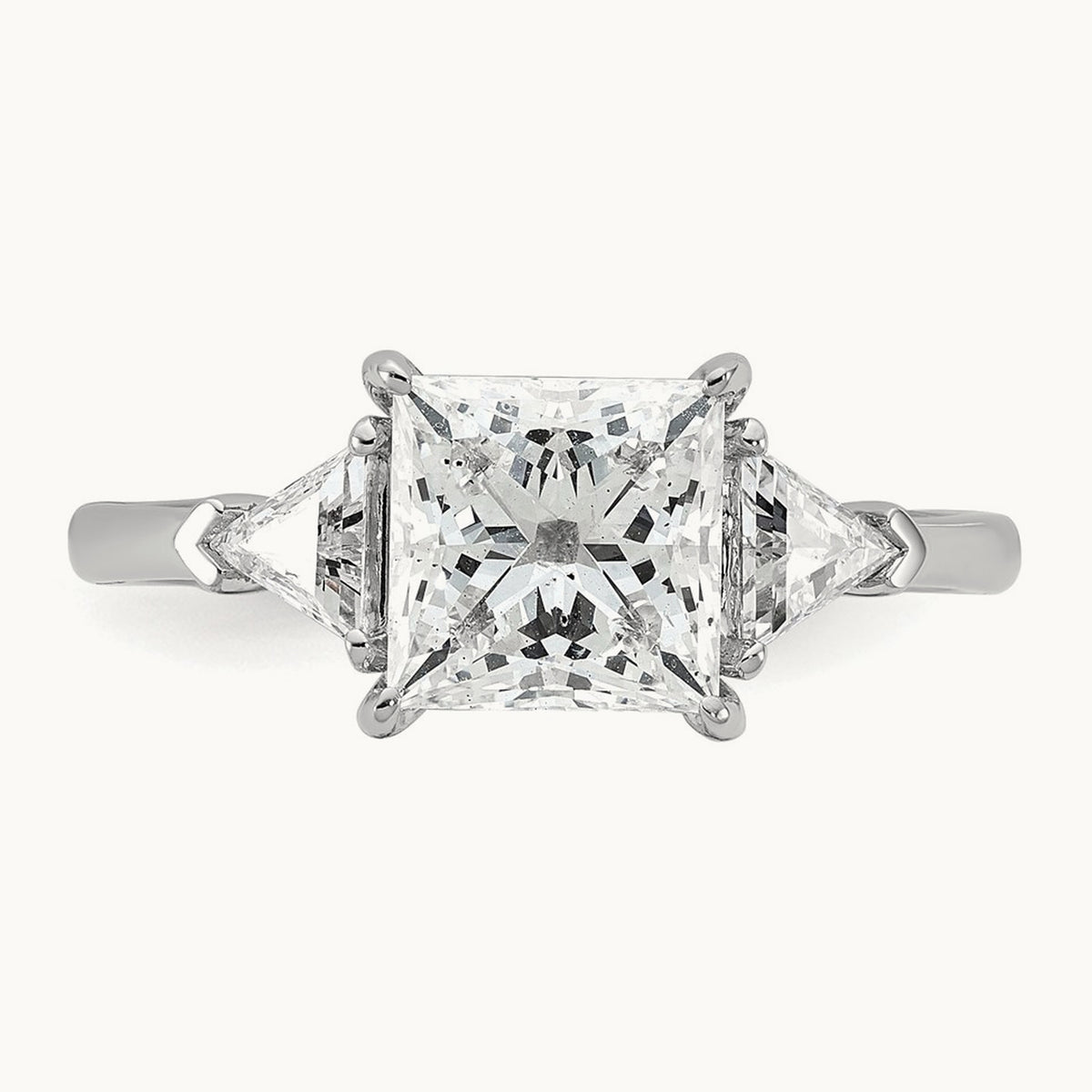 1/2ct Lab Grown Dia VS/SI+ G+ Trillion/2ct Princess Semi Eng Ring, 14K White Gold