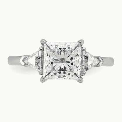 1/2ct Lab Grown Dia VS/SI+ G+ Trillion/2ct Princess Semi Eng Ring, 14K White Gold